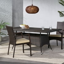 Ramsey Outdoor Rectangle Wicker Dining Table, Multibrown