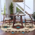 thumbnail image 4 of Round Rugs 6 Ft, Boho Southwest Non Slip Area Rugs for Kitchen Bedroom Entryway, Farmhouse Aztec Tribe Brown Blue Plaid Washable Carpet Runner Rug Floor Mats for Bedroom Home Decor, 4 of 9