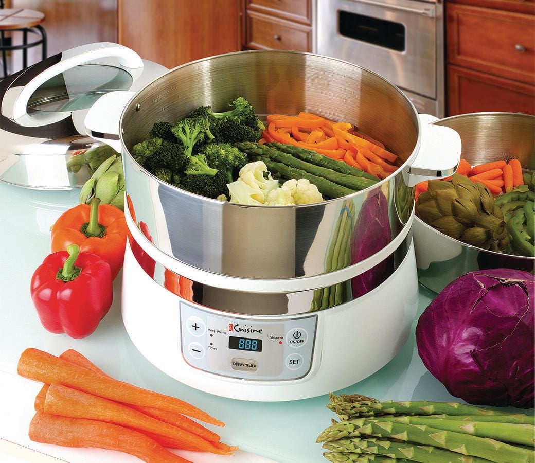 Euro Cuisine Stainless Steel 2-Tier Electric Steamer, FS2500