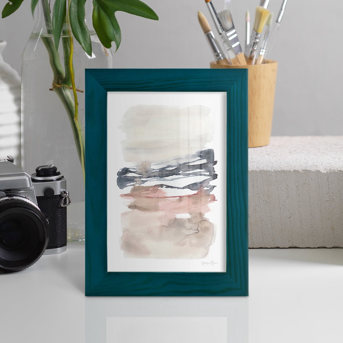 Tiered Horizon Line I -Framed Print w/glass-Ocean Blue