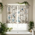 thumbnail image 4 of huayou 2 Pack Printed Kitchen Tier Curtains, 27.56x39.4 Inch Vintage Nautical Starfish Seahorse Anchor Postcard Short Window Curtains for Indoor Kitchen Coastal Home Decor, 4 of 7