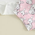 thumbnail image 6 of mgoYE Baby Girls Clothes Infant Baby Girl Easter Outfits Short Sleeve Romper Bunny Onesie + Pompom Shorts Bloomers + Headband 3Pcs(Pink,12-18 Months), 6 of 9