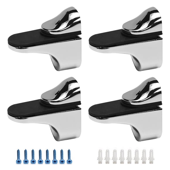 MroMax 4PCS Glass Shelf Bracket 2.17" x 0.94" x 2.17"(LxWxH) Adjustable Wall-Mounted Zinc Alloy Glass Shelf Clamp Bracket, Suitable for 3-20mm Wooden or Glass Shelves