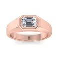 thumbnail image 4 of Zuma - Bezel Set Unisex East To West Emerald Cut Moissanite Lab - Diamond Engagement Ring, 4 of 5