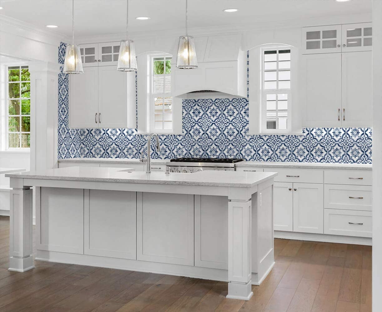 Wallquest, Inc. Luxe Haven Porto Tile Peel and Stick Wallpaper Riviera Blue
