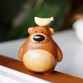 thumbnail image 6 of Wooden Bear Statue Decorative Figurine - Mini Wood Carving Animals Ornament, Creative Wood Desktop Decor for Shelf, Living Room, Office, Handcrafted Gift, 6 of 8