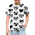thumbnail image 5 of LYEAA Crewneck T Shirts Girls Short Sleeve Basic Tee Lightweight Pullover Cow Print Funny Casual Tops Black 13T, 5 of 8