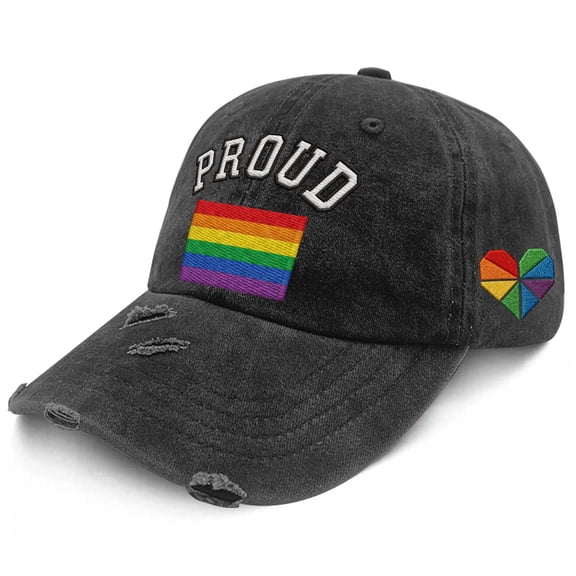 We The People Means Everyone Hat,Embroidered Gay Pride Month Baseball Cap,Adjustable Vintage Washed Dad Hat for Men Women