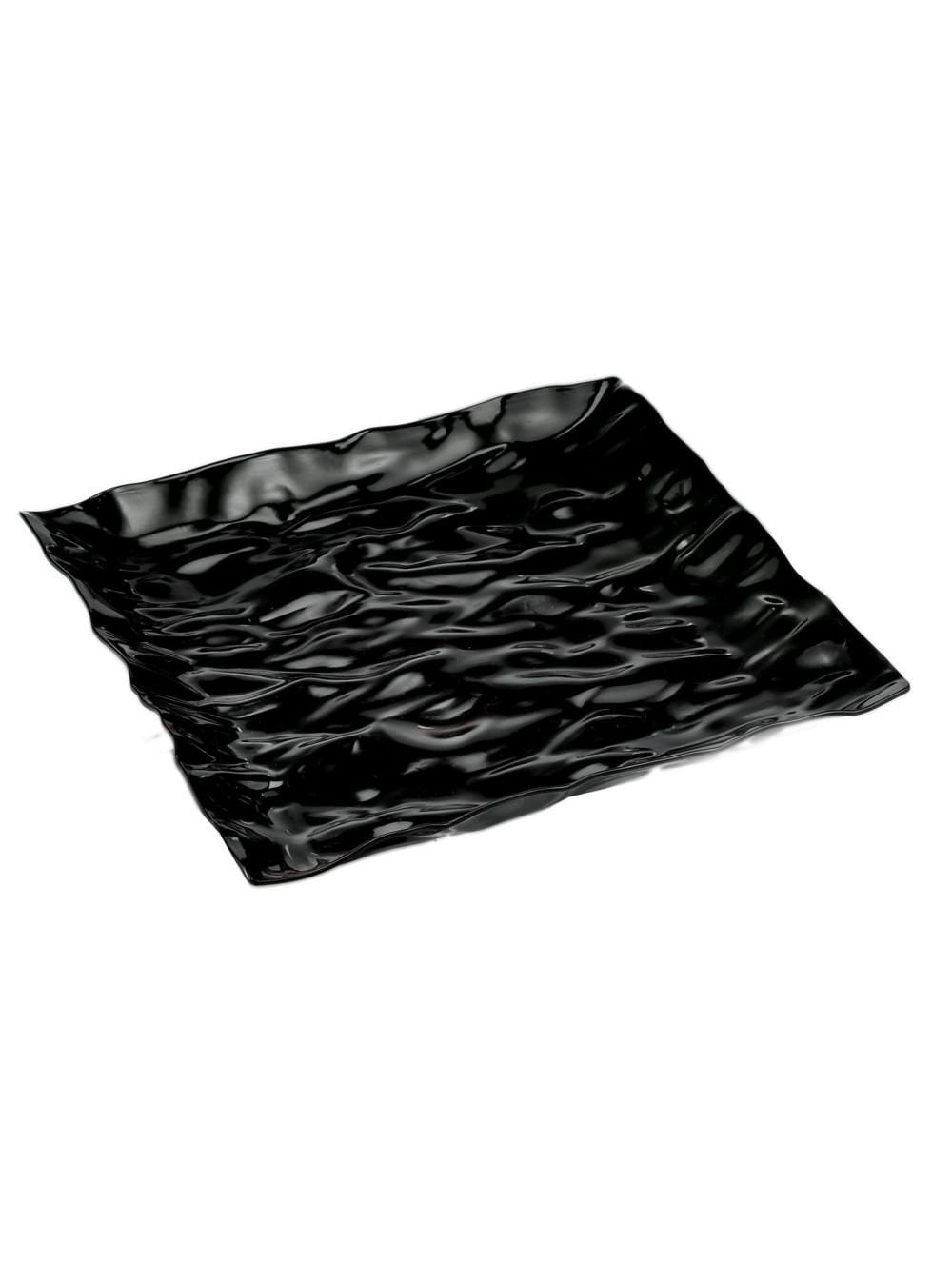 ContemPlate 12" Black Square Plastic Serving Tray, 25ct.