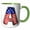 Green/White, variant on 3drose, Stars and Stripes Monogram Initial A, 11oz Two-tone Yellow Mug