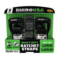 Rhino USA HD Ratchet Tie-Down Straps, 1.6in x 8ft, 2-Pack