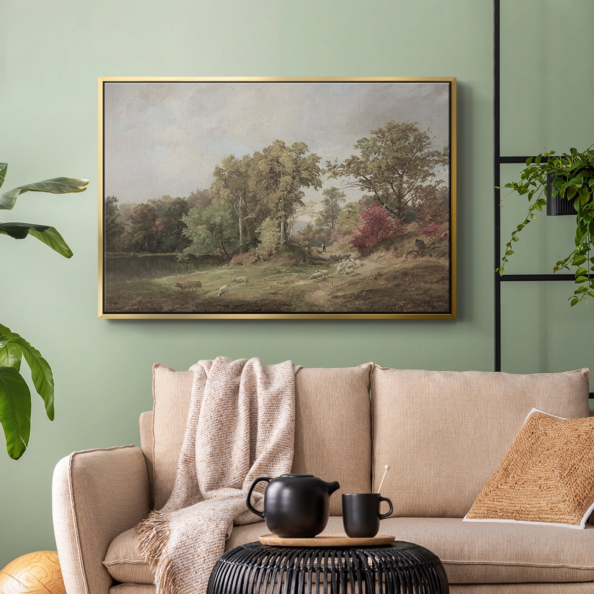 Vintage Landscape-CCCXXIII By Wexford Home Framed in Gold Wood Gallery Wrapped Canvas 25 in. x 37 in.