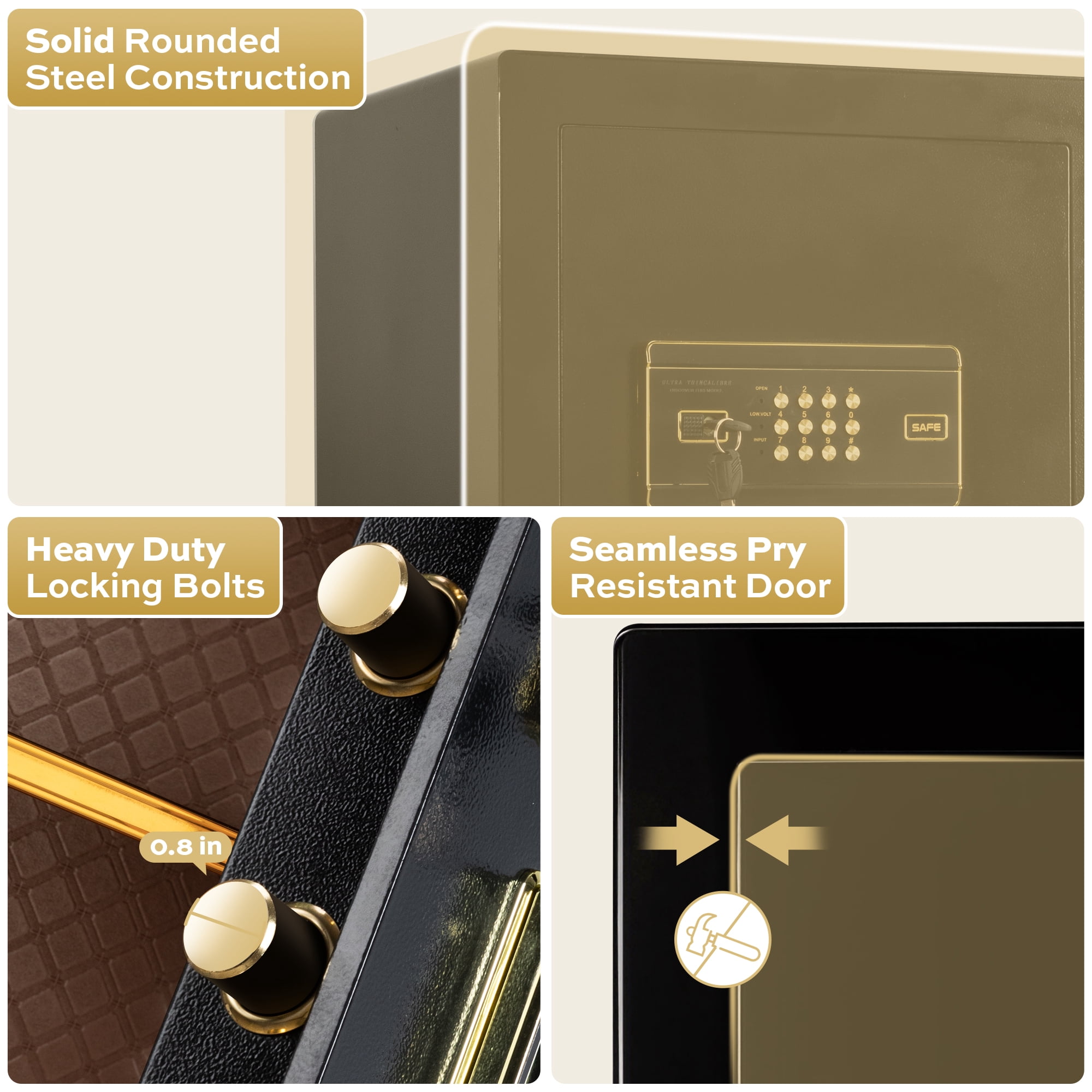 Locksworth 6.2 Cu.ft. Large Safe with Electronic Keypad, Safe Box with Fireproof Bag Dual Alarm System Lockable Inner Cabinet for Home Hotel