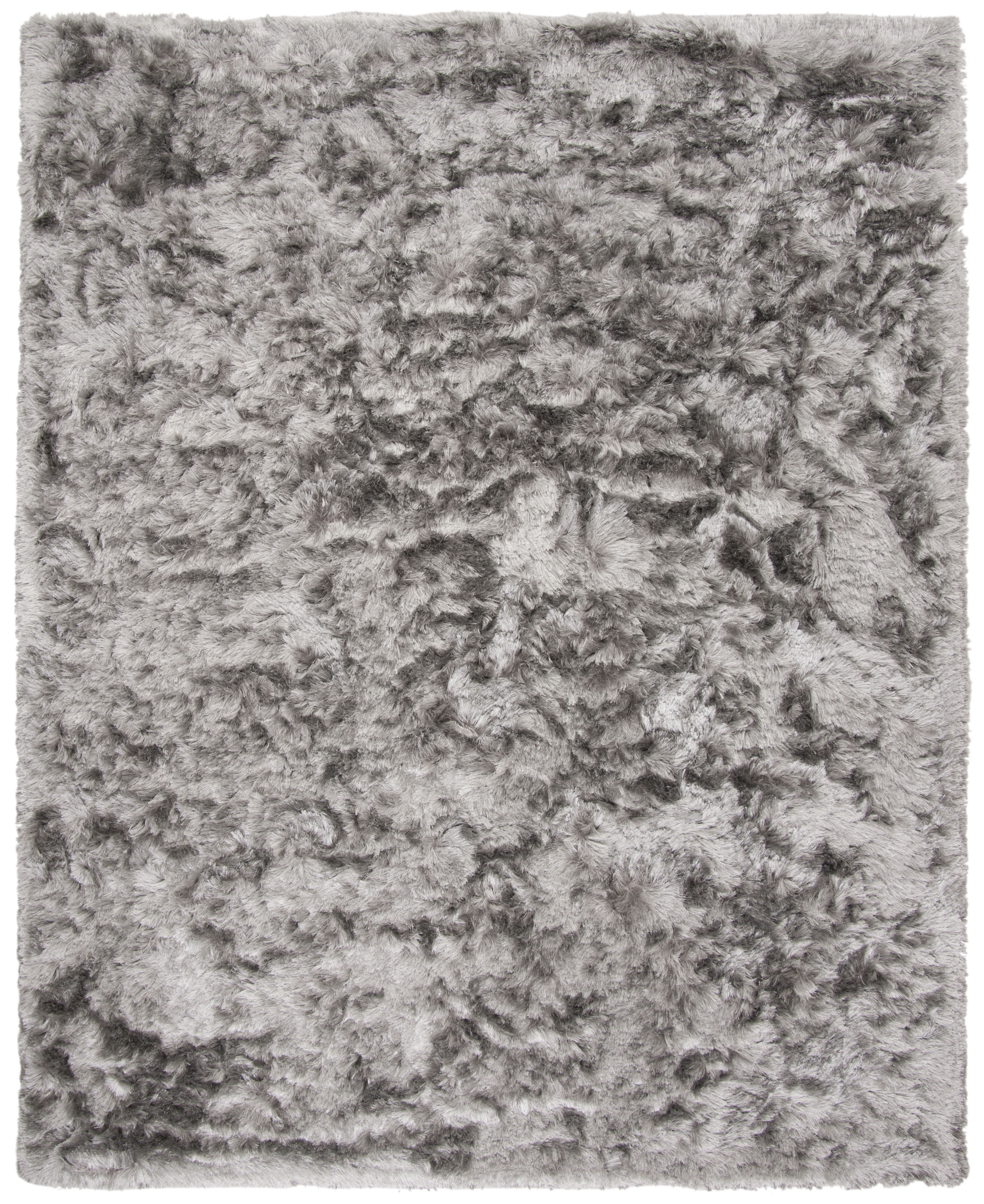 SAFAVIEH Ocean Trellis Solid Plush Polyester Shag Area Rug, Silver, 9' x 12'
