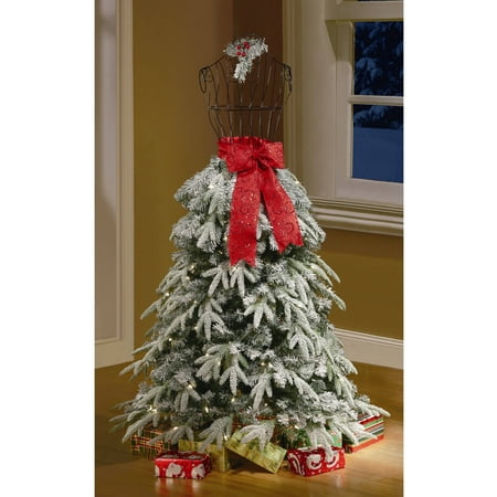 Holiday Time Artificial Christmas Trees 5' Flocked Dress Form Artificial Tree, Clear