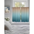 thumbnail image 4 of Tier Curtains 45 Inches Long, Navy Blue Brown Ombre Window Treatment Curtain Drapes, Teal Gradient Color Modern Abstract Art Small Curtain Drapes for Bathroom Laundry Room, 27.5"x45", 2 Panels, 4 of 7