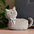 thumbnail image 5 of WHW Kitty Cat Door Stops, Corduroy Fabric, Bow Collars, Weighted, Grey and Brown, 11.75 Inches, 2 Piece Set, 5 of 8