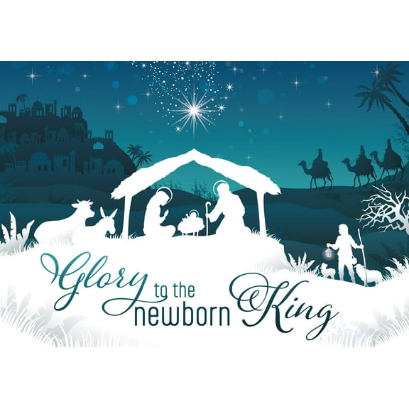 Religious Christmas Cards - Newborn King, pack of 20, 5x7in, Printed in England, with Envelopes and Bible Verse Inside, by Just Cards Direct