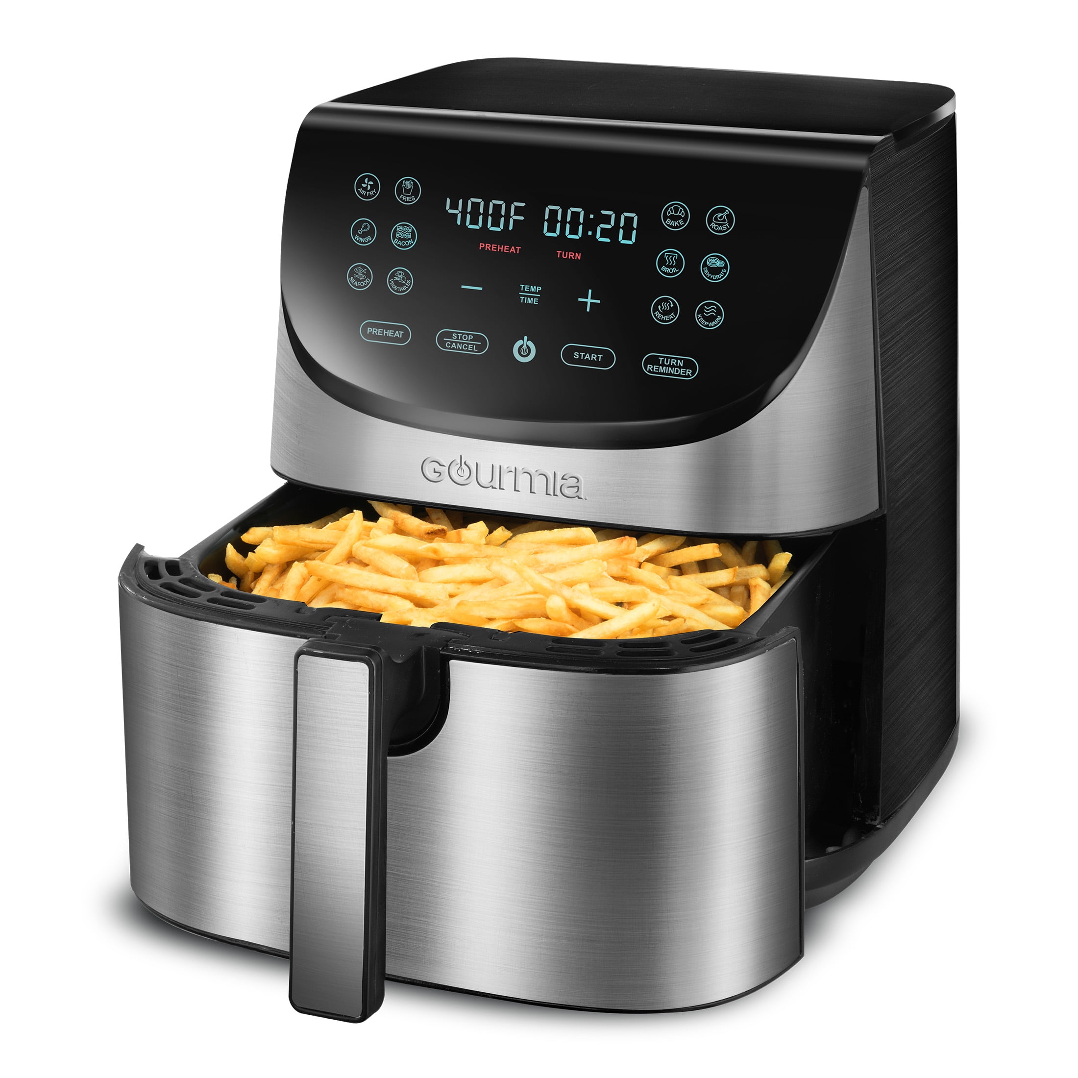 Gourmia 8 Qt Digital Air Fryer with 12-One Touch Presets, Stainless