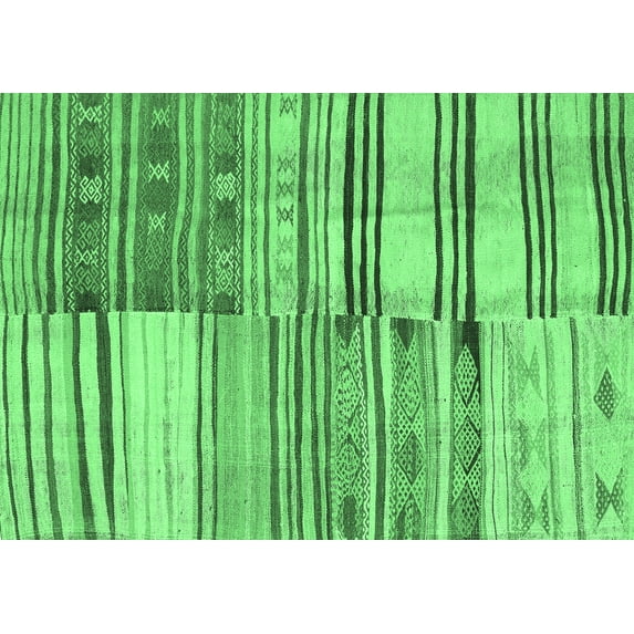 Ahgly Company Indoor Rectangle Patchwork Emerald Green Transitional Area Rugs, 5' x 8'