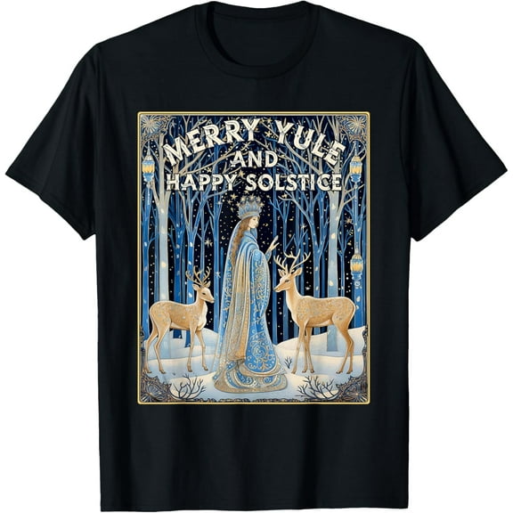 Merry Yule And Happy Winter Solstice Deer Christmas Gothic Adult T-Shirt