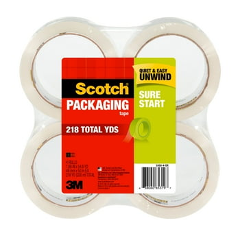 Scotch Sure Start Packaging Tape, Clear, 1.88 in x 54.6 yds, 4 Rolls