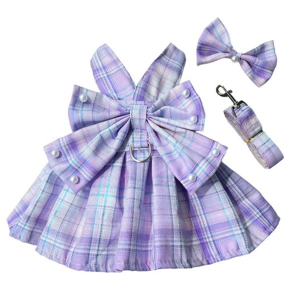 TELOLY Dog Clothes,School-Inspired Style Dog Dress,Flexible Fit Design Safe Walking Harness Dog Clothes for Small Dogs,Purple,Xxl