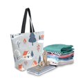 thumbnail image 2 of FORMRS Womens Canvas Tote Bag with Zipper Inner Pocket Shoulder Handbag, Gray Cartoon Houses, 2 of 7