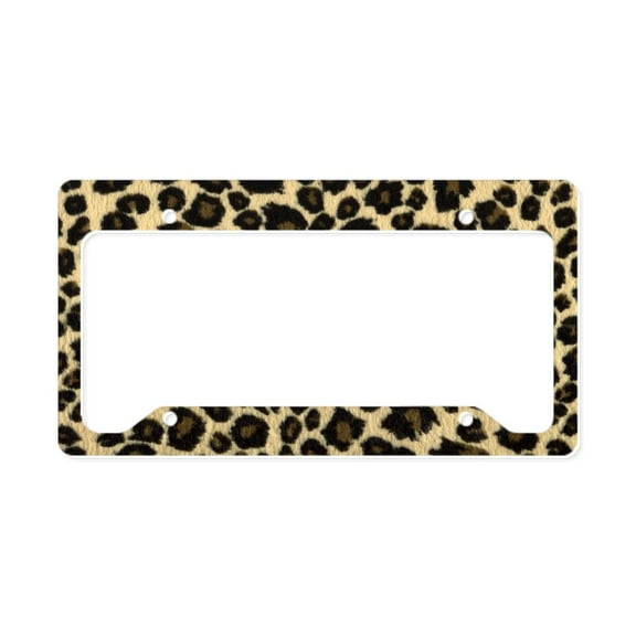 CafePress - Leopard Print License Plate Holder - Aluminum License Plate Frame, License Tag Holder