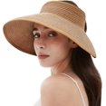 thumbnail image 1 of Women's Sun Visor Hats Wide Brim Straw Beach Hat Ponytail Hats for Women Foldable Floppy, 1 of 5