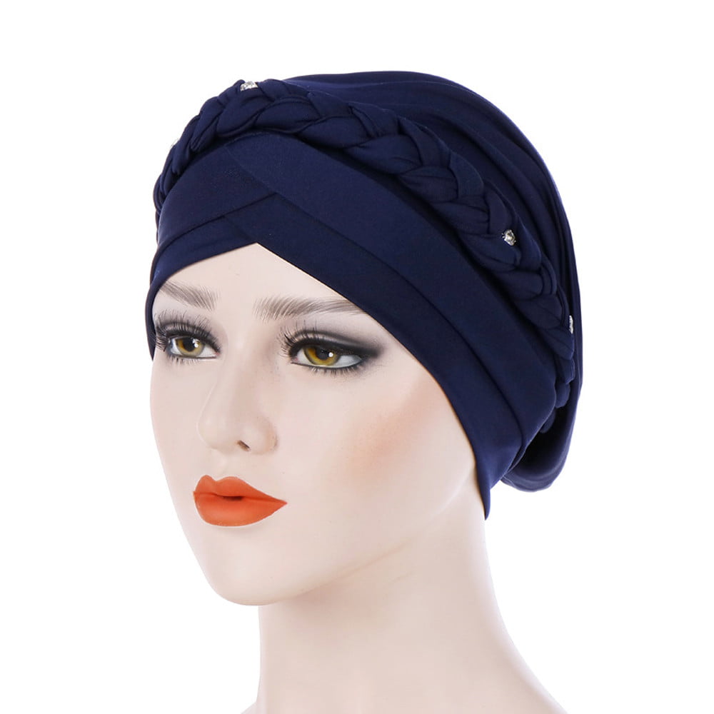 Women India Hat Muslim Solid One Tail Chemo Scarf Turban Warm Wrap Cap Winter Wool Ski Caps Hats for Women 