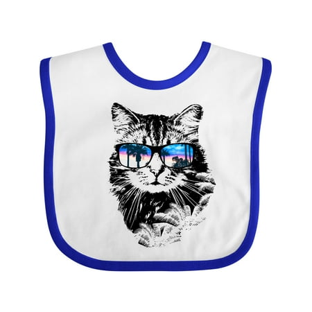 

Inktastic Cat with Sunglasses and Beach Sunset Gift Baby Boy or Baby Girl Bib