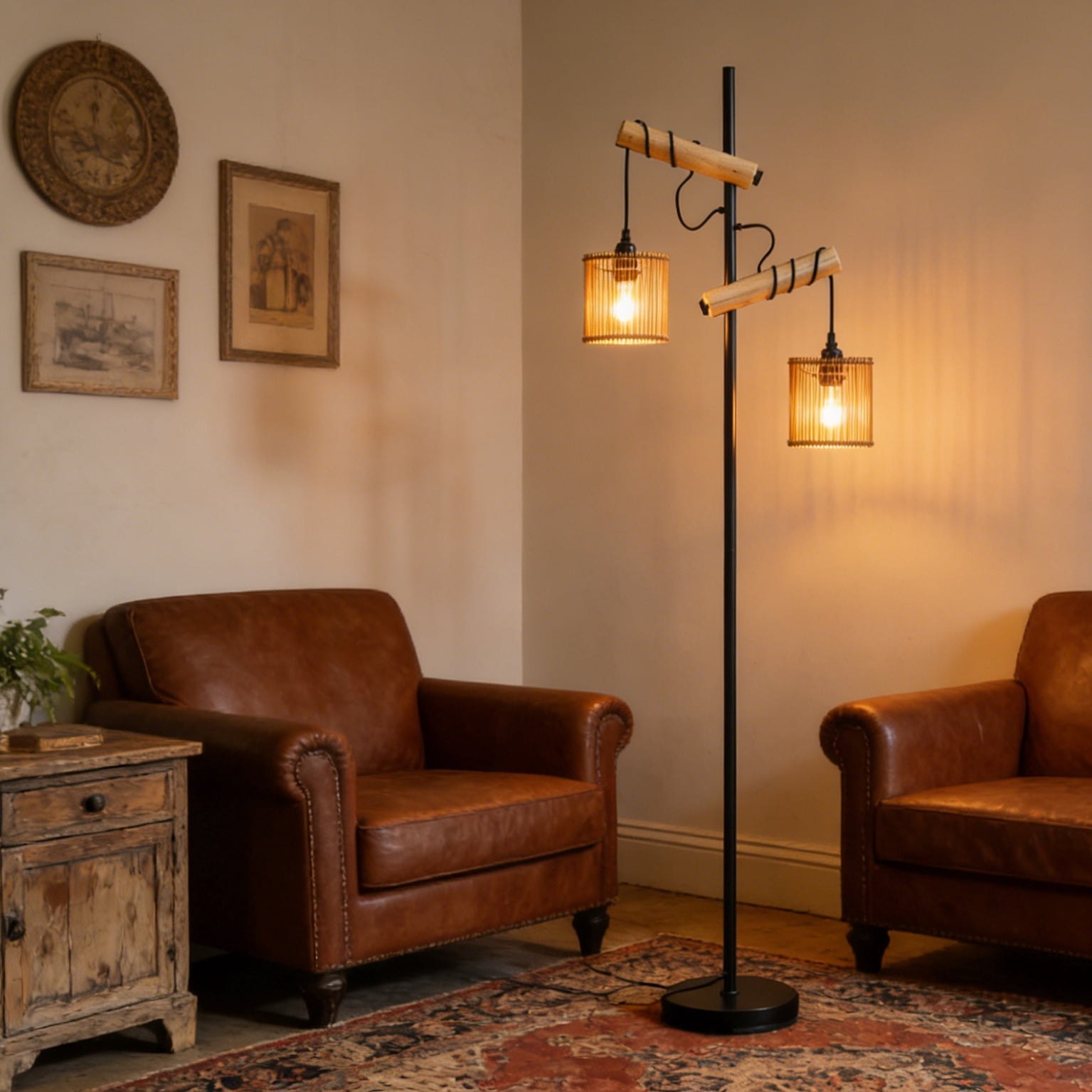 wooden Standing Lamps For Living Room, Corner Light, Stand Lamp, Floor Lamps For Living Room