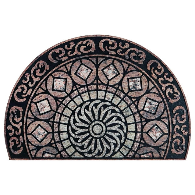 Cagogo under $5 Doormat, 40x60cm Bohemian Doormat, Semi Circle Entryway Rug with Non Slip Backing, Crystal Velvet Welcome Mat for Front Door, Boho Style Floor Mat for Home Decor, Washable Door Mat