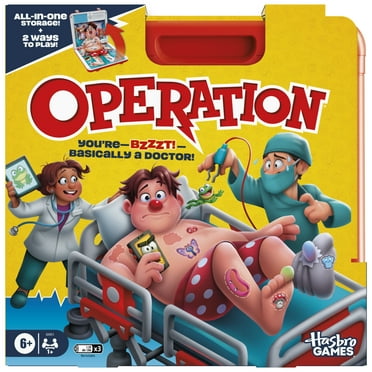 Operation Electronic Board Game with All-in-One Carrying Case, Kids Games, Teacher School Supplies, 6