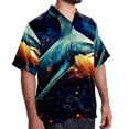 thumbnail image 2 of Starry Shark Men's Short Sleeve Hawaiian Beach Shirts, Casual Printed Button Down Spread Collar Tops, Summer Unisex Style, 2 of 6