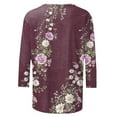 thumbnail image 5 of VBTAPA 3/4 Length Sleeve Shirts for Women Fashion 2025 Boho Summer Blouses Casual Loose Crewneck Tee Tops Big Sales Today Multicolor XXL, 5 of 6