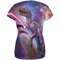 thumbnail image 2 of Velociraptor Laser Shark Galaxy Funny All Over Womens T Shirt, 2 of 2