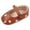 Brown, variant on Summer Children Toddler Shoes Girls Sports Shoes Flat Bottom Lightweight Round Toe Hook Loop Flower Pattern Child Simple Footwear