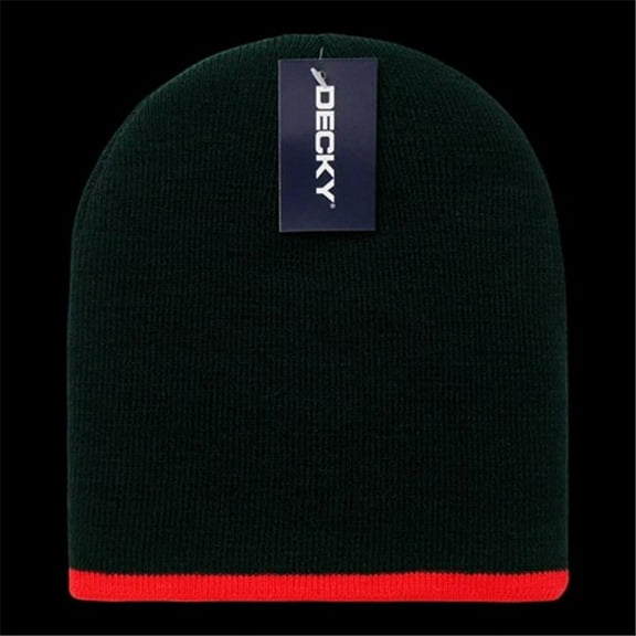 Single Striped Beanies, Black/Red