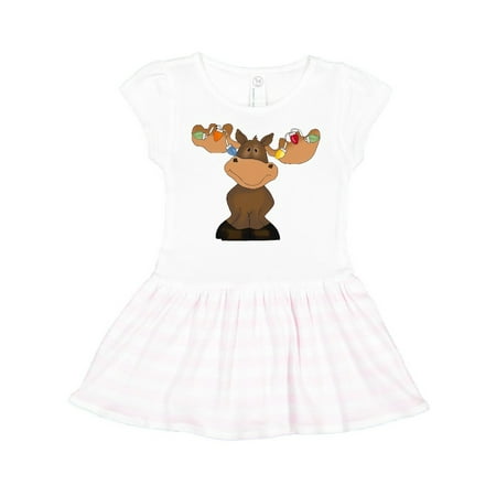 

Inktastic Christmas Moose Lights Gift Toddler Girl Dress