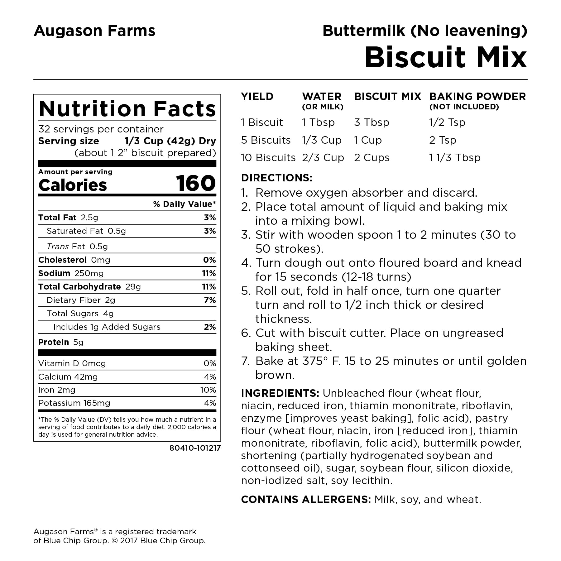 Augason Farms Buttermilk Biscuit Mix Can Emergency Food Supply, 29 Servings, 10 Year Shelf Life - Biscuit Mix Just Add Water and Baking Powder