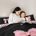 thumbnail image 5 of jejeloiu Happy Valentine'S Day Bedding Comforter Set,Cartoon Bowtie Bowknot Twin Comforter Sets,Pink Leopard Print Bedding Set For Girls Kids,Luxury Bedroom Decor Reversible,2-Piece, 5 of 8