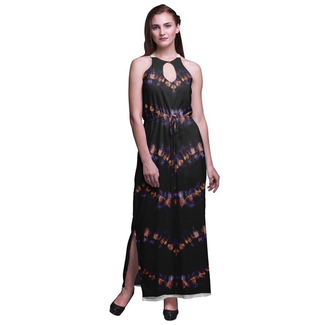 Bimba Robe Longue Sans Manches à Col Rond avec Fentes Latérales pour Femmes - Très Grande Taille