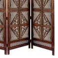 thumbnail image 3 of Traditional Four Panel Wooden Room Divider with Hand Carved Details, Antique Brown - Saltoro Sherpi, 3 of 3