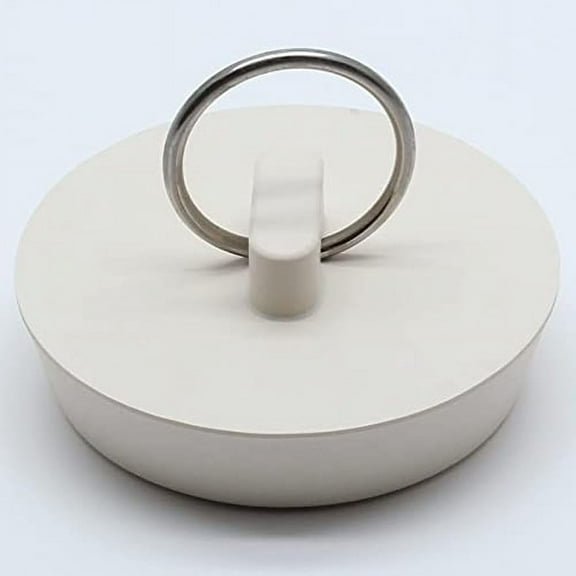2Pcs Rubber Drain Stopper Fits 1-7/8 Inch to 2 Inch, Bathtub Drain Plug with Hanging Ring, Bathroom Sink Stopper for Kitchen and Bathroom, White