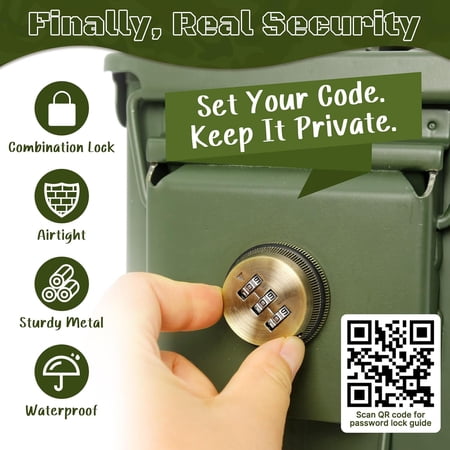 50 Cal Ammo Can - Locking Hardware Kit and Stainless Steel Padlock Ammo Box Military & Army M2A1