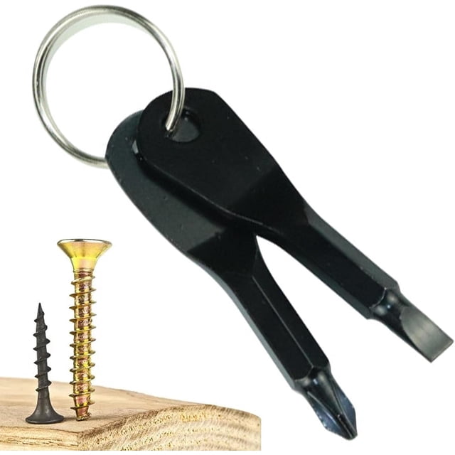 Keychain Screwdriver, 2-in-1 Screwdriver Set with Flathead and Phillips Bit, Portable Keychain Screwdriver Tool, Funny Stocking Stuffers for Adults
