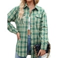 thumbnail image 2 of SHIBEVER Plaid Flannel Shirts for Women Long Sleeve Button Down Shirts Blouses Tops Jacket Boyfriend Shirt Coats Roll Up Fall Clothing, 2 of 5