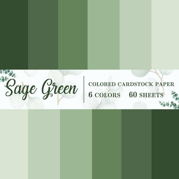 AnyDesign 60 Sheet 8.5 x 11 Inch Sage Green Thick Paper Card Stock 6 Gradient Green Colors Paper Cards Colored Scrapbook Paper for Prints DIY Arts Crafts Making School Office Home Supplies, 92lb